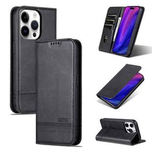 For iPhone 16 Pro Max AZNS Magnetic Calf Texture Flip Leather Phone Case(Black)