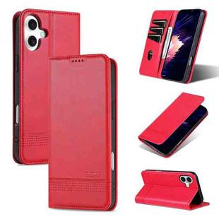 For iPhone 16 AZNS Magnetic Calf Texture Flip Leather Phone Case(Red)