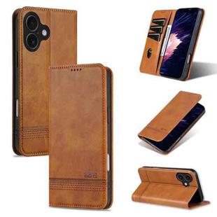 For iPhone 17 AZNS Magnetic Calf Texture Flip Leather Phone Case(Light Brown)