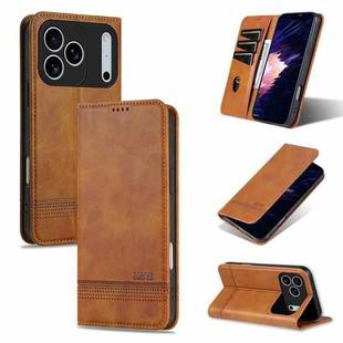 For iPhone 17 Pro Max AZNS Magnetic Calf Texture Flip Leather Phone Case(Light Brown)