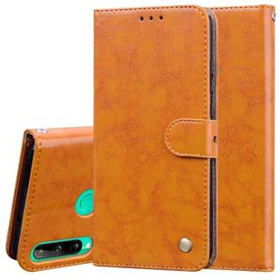 For Huawei P40 lite E Business Style Oil Wax Texture Horizontal Flip Leather Case with Holder & Card Slots & Wallet(Orange Yellow)