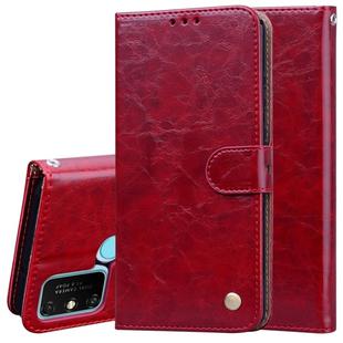 For Huawei Honor 9A Business Style Oil Wax Texture Horizontal Flip Leather Case with Holder & Card Slots & Wallet(Brown Red)