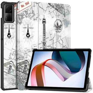For Xiaomi Redmi Pad SE Custer Painted 3-Fold Holder Smart Leather Tablet Case(Retro Tower)
