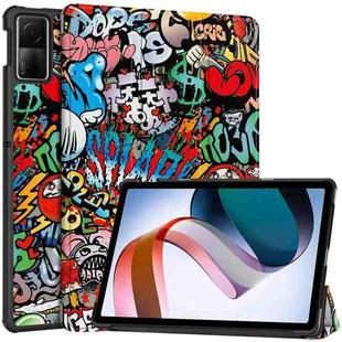 For Xiaomi Redmi Pad SE Custer Painted 3-Fold Holder Smart Leather Tablet Case(Graffiti)