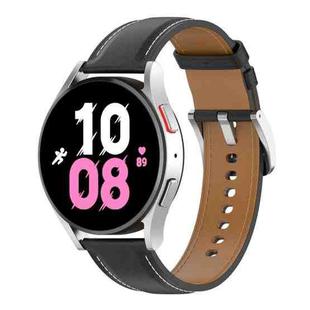 For Samsung Galaxy Watch 6 / 6 Classic Leather Replacement Watch Band(Black)