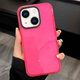 For iPhone 13 2 in 1 Fluorescent Transparent TPU Phone Case(Rose Red)