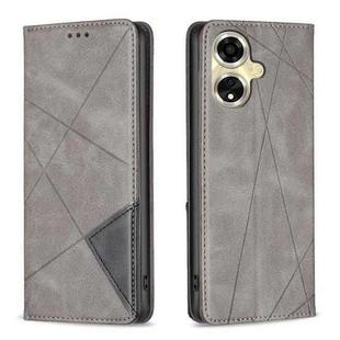 For OPPO A59 5G Prismatic Invisible Magnetic Leather Phone Case(Grey)