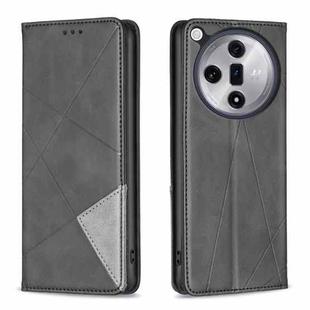 For OPPO Find X7 Ultra Prismatic Invisible Magnetic Leather Phone Case(Black)
