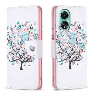 For OPPO A78 4G Colored Drawing Pattern Leather Phone Case(Tree)