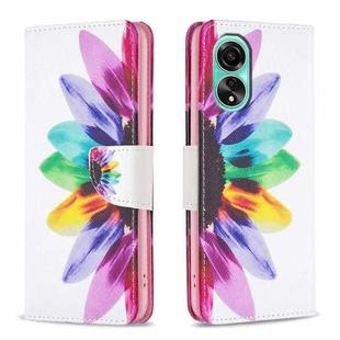 For OPPO A78 4G Colored Drawing Pattern Leather Phone Case(Sun Flower)