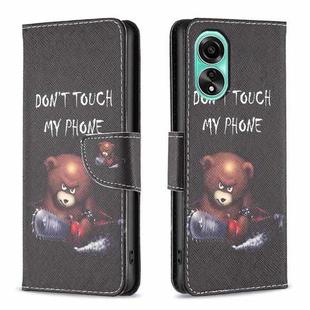 For OPPO A78 4G Colored Drawing Pattern Leather Phone Case(Bear)