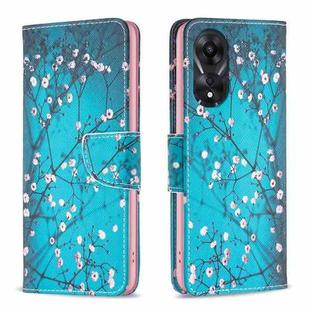 For OPPO A78 5G Colored Drawing Pattern Leather Phone Case(Plum Blossom)