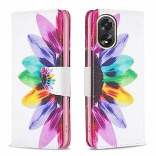 For OPPO A38 4G Colored Drawing Pattern Leather Phone Case(Sun Flower)