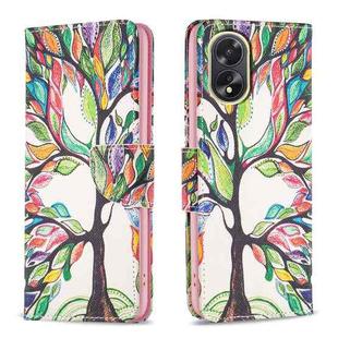 For OPPO A38 4G Colored Drawing Pattern Leather Phone Case(Tree Life)