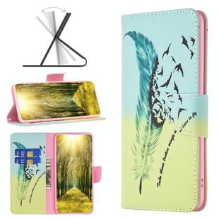 For OPPO A98 5G Colored Drawing Pattern Leather Phone Case(Feather)