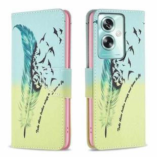 For OPPO A79 5G Colored Drawing Pattern Leather Phone Case(Feather)