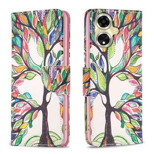 For OPPO A59 5G Colored Drawing Pattern Leather Phone Case(Tree Life)