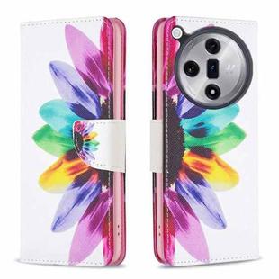 For OPPO Find X7 Colored Drawing Pattern Leather Phone Case(Sun Flower)