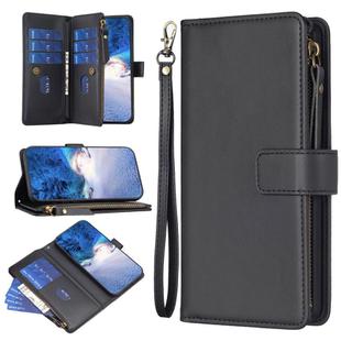 For OPPO A98 5G 9 Card Slots Zipper Wallet Leather Flip Phone Case(Black)