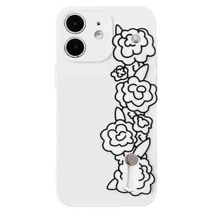 For iPhone 12 Wristband Holder Phone Case(Flower)