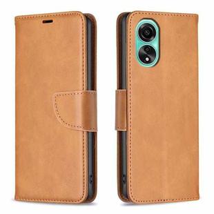 For OPPO A78 4G Lambskin Texture Leather Phone Case(Yellow)