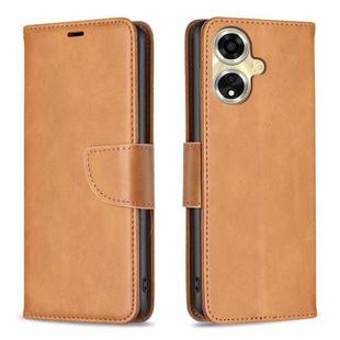 For OPPO A59 5G Lambskin Texture Leather Phone Case(Yellow)