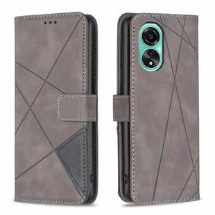 For OPPO A78 4G Magnetic Buckle Rhombus Texture Leather Phone Case(Grey)
