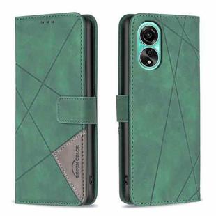 For OPPO A78 4G Magnetic Buckle Rhombus Texture Leather Phone Case(Green)