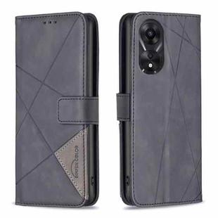 For OPPO A78 5G Magnetic Buckle Rhombus Texture Leather Phone Case(Black)