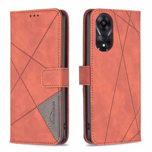 For OPPO A78 5G Magnetic Buckle Rhombus Texture Leather Phone Case(Brown)