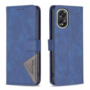 For OPPO A38 4G Magnetic Buckle Rhombus Texture Leather Phone Case(Blue)