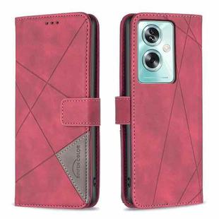 For OPPO A79 5G Magnetic Buckle Rhombus Texture Leather Phone Case(Red)