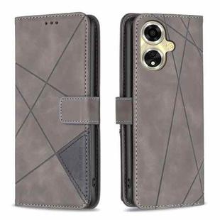 For OPPO A59 5G Magnetic Buckle Rhombus Texture Leather Phone Case(Grey)