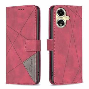 For OPPO A59 5G Magnetic Buckle Rhombus Texture Leather Phone Case(Red)
