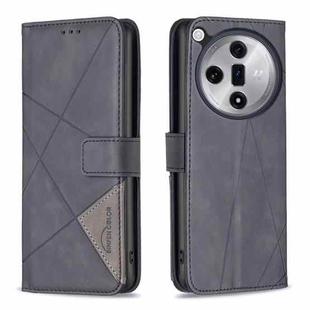 For OPPO Find X7 Magnetic Buckle Rhombus Texture Leather Phone Case(Black)