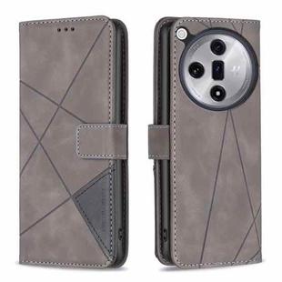 For OPPO Find X7 Magnetic Buckle Rhombus Texture Leather Phone Case(Grey)