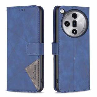 For OPPO Find X7 Ultra Magnetic Buckle Rhombus Texture Leather Phone Case(Blue)