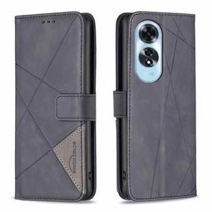 For OPPO A60 Magnetic Buckle Rhombus Texture Leather Phone Case(Black)