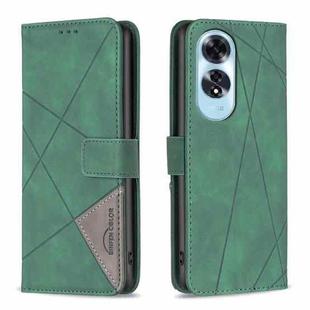 For OPPO A60 Magnetic Buckle Rhombus Texture Leather Phone Case(Green)