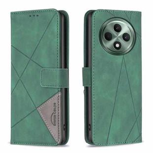 For OPPO Reno12 F 5G Magnetic Buckle Rhombus Texture Leather Phone Case(Green)