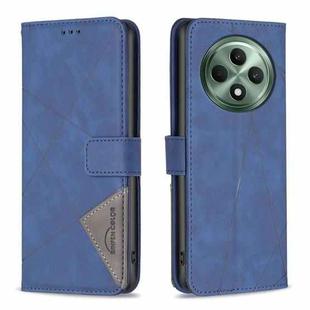 For OPPO Reno12 F 5G Magnetic Buckle Rhombus Texture Leather Phone Case(Blue)