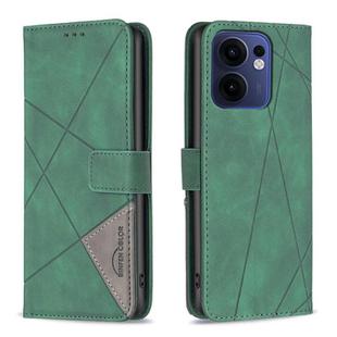 For OPPO Reno13 F 5G Magnetic Buckle Rhombus Texture Leather Phone Case(Green)