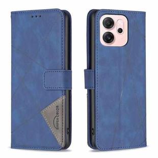 For OPPO Reno14 F 5G Magnetic Buckle Rhombus Texture Leather Phone Case(Blue)