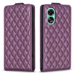 For OPPO A78 4G Diamond Lattice Vertical Flip Leather Phone Case(Dark Purple)