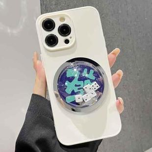 For iPhone 14 Pro Max Frame White TPU Phone Case(White Dice)