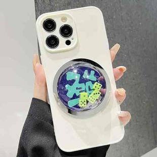For iPhone 14 Pro Max Frame White TPU Phone Case(Green Dice)