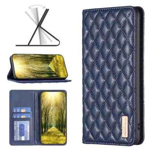 For OPPO A58 4G Diamond Lattice Magnetic Leather Flip Phone Case(Blue)