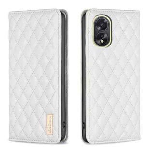 For OPPO A38 4G Diamond Lattice Magnetic Leather Flip Phone Case(White)