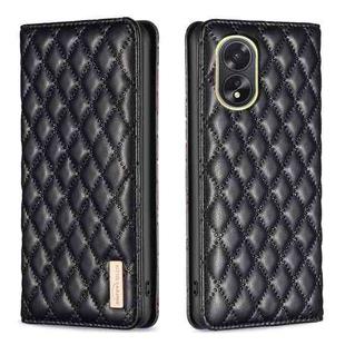 For OPPO A38 4G Diamond Lattice Magnetic Leather Flip Phone Case(Black)