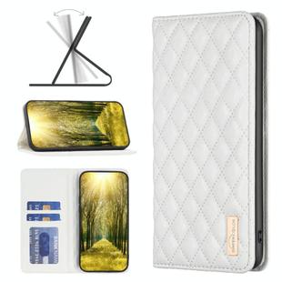 For OPPO A98 5G Diamond Lattice Magnetic Leather Flip Phone Case(White)